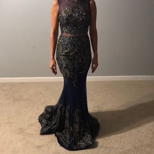 Sherri Hill Navy Prom Dress